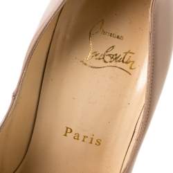 مملوكة مسبقًا Christian Louboutin Beige Leather Relika Platform Mary Jane Pumps Size 37