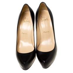Pre Owned Christian Louboutin Black Leather Rolandzip Platform Pumps Size 36