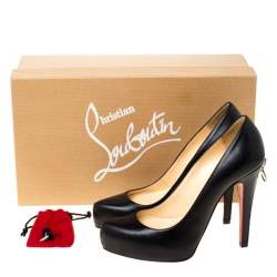 Pre Owned Christian Louboutin Black Leather Rolandzip Platform Pumps Size 36