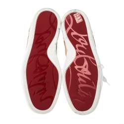 Pre Owned Christian Louboutin Pink Python Leather Louis Orlato Lace Up Sneakers Size 38.5