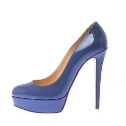 Pre Owned Christian Louboutin Purple Patent Leather Bianca Platform Pumps Size 37.5
