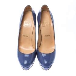 Pre Owned Christian Louboutin Purple Patent Leather Bianca Platform Pumps Size 37.5