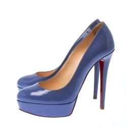 Pre Owned Christian Louboutin Purple Patent Leather Bianca Platform Pumps Size 37.5