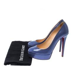 Pre Owned Christian Louboutin Purple Patent Leather Bianca Platform Pumps Size 37.5