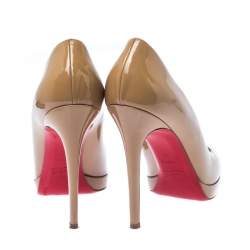 Pre Owned Christian Louboutin Beige Patent Leather Neofilo Pumps Size 40