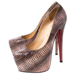 مملوكة مسبقًا Christian Louboutin Multicolor Water Snake Daffodile Platform Pumps Size 39