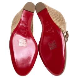 Pre Owned حذاء كعب عالي كريستيان لوبوتان برايا 140مم كعب روكي جلد و اسبادريل بني مقاس 40