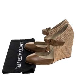 Pre Owned حذاء كعب عالي كريستيان لوبوتان برايا 140مم كعب روكي جلد و اسبادريل بني مقاس 40