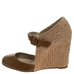 Pre Owned حذاء كعب عالي كريستيان لوبوتان برايا 140مم كعب روكي جلد و اسبادريل بني مقاس 40