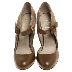 Pre Owned حذاء كعب عالي كريستيان لوبوتان برايا 140مم كعب روكي جلد و اسبادريل بني مقاس 40