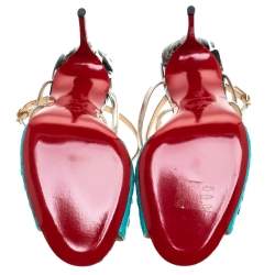 Pre Owned Christian Louboutin Multicolor Python and Patent Leather Open Toe Ankle Strap Size 40