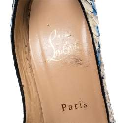 Pre Owned Christian Louboutin Multicolor Python Leather Troca Altareva Lady Peep Toe Platform Pumps Size 38