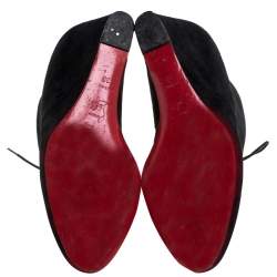 Pre Owned Christian Louboutin Black Suede Ankle Booties Size 38