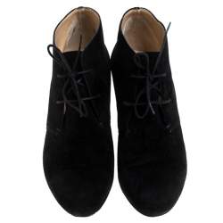 Pre Owned Christian Louboutin Black Suede Ankle Booties Size 38