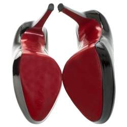 مملوكة مسبقًا حذاء كعب عالي كريستيان لوبوتان بيانكا نعل سميك جلد لامع أسود مقاس 36