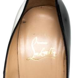 مملوكة مسبقًا حذاء كعب عالي كريستيان لوبوتان بيانكا نعل سميك جلد لامع أسود مقاس 36