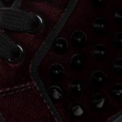 Pre Owned Christian Louboutin Maroon/Black Velvet Louis Spikes High Top Sneakers Size 39
