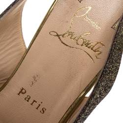 Pre Owned Christian Louboutin Multicolor Woven Fabric Peep Toe Slingback Sandals Size 37.5