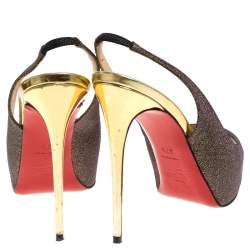 Pre Owned Christian Louboutin Multicolor Woven Fabric Peep Toe Slingback Sandals Size 37.5