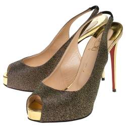 Pre Owned Christian Louboutin Multicolor Woven Fabric Peep Toe Slingback Sandals Size 37.5