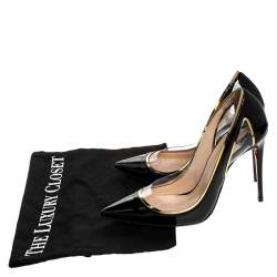 Christian Louboutin Black Patent Leather And PVC Cosmo Pointed Toe Pumps Size 35
