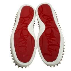 Pre Owned Christian Louboutin Leopard Print Python Leather Pik Boat Slip On Sneakers Size 37