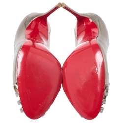 Pre Owned Christian Louboutin Metallic Cut Out Leather Peep Toe So Kate Pumps Size 37