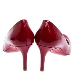 Pre Owned Christian Louboutin Red Patent Leather Simple Pumps Size 37.5