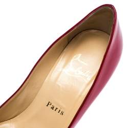Pre Owned Christian Louboutin Red Patent Leather Simple Pumps Size 37.5