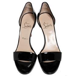 Pre Owned صندل كريستيان لوبوتان دورسي ه مقدمة مفتوحة جلد لامع أسود مقاس 37.5
