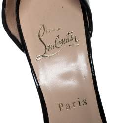 Pre Owned صندل كريستيان لوبوتان دورسيه مقدمة مفتوحة جلد لامع أسود مقاس 37.5