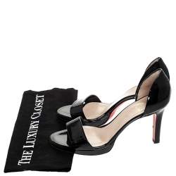 Pre Owned صندل كريستيان لوبوتان دورسيه مقدمة مفتوحة جلد لامع أسود مقاس 37.5