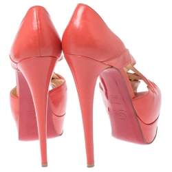 مملوكة مسبقًا Christian Louboutin Orange Leather Lady Corset Platform Pumps Size 37.5