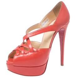 مملوكة مسبقًا Christian Louboutin Orange Leather Lady Corset Platform Pumps Size 37.5