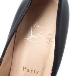 Pre Owned Christian Louboutin Black Leather Highness Peep Toe Platform Pumps Size 37.5