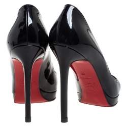 مملوكة مسبقًا Christian Louboutin Black Patent Leather Pigalle Plato Platform Pumps Size 37