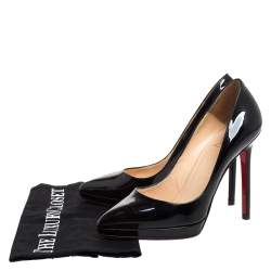 مملوكة مسبقًا Christian Louboutin Black Patent Leather Pigalle Plato Platform Pumps Size 37