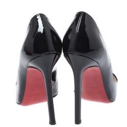 Pre Owned Christian Louboutin Black Patent Leather So Kate Pumps Size 36.5