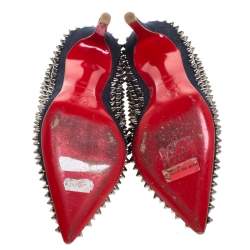 Pre Owned Christian Louboutin Blue Denim Pigalle Spikes Pumps Size 36