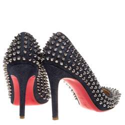 Pre Owned Christian Louboutin Blue Denim Pigalle Spikes Pumps Size 36