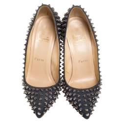 Pre Owned Christian Louboutin Blue Denim Pigalle Spikes Pumps Size 36