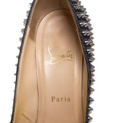 Pre Owned Christian Louboutin Blue Denim Pigalle Spikes Pumps Size 36