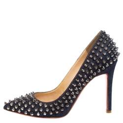 Pre Owned Christian Louboutin Blue Denim Pigalle Spikes Pumps Size 36