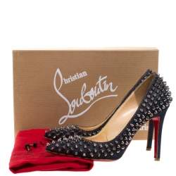 Pre Owned Christian Louboutin Blue Denim Pigalle Spikes Pumps Size 36