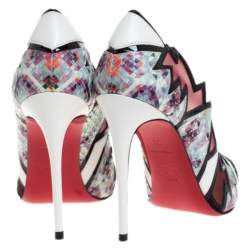 Pre Owned Christian Louboutin Multicolor Python And Mesh Explorete Pigalle Zig Zag Trim Pointed Toe Pumps Size 36