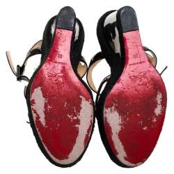 مملوكة مسبقًا صندل كريستيان لوبوتان "زيرو بروبلم" كعب روكي إسبارديل جلد لامع أسود مقاس 38