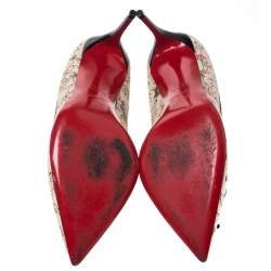 مملوكة مسبقًا Christian Louboutin Multicolor Printed Satin Solasofia Pointed Toe Pumps Size 38.5