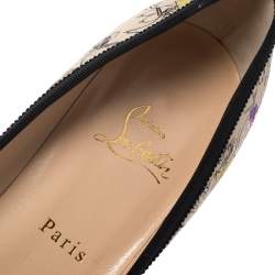 مملوكة مسبقًا Christian Louboutin Multicolor Printed Satin Solasofia Pointed Toe Pumps Size 38.5
