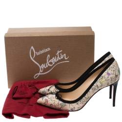 مملوكة مسبقًا Christian Louboutin Multicolor Printed Satin Solasofia Pointed Toe Pumps Size 38.5
