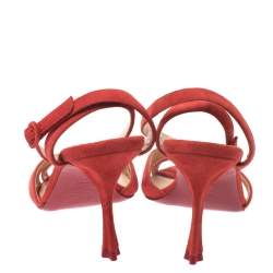 Pre Owned Christian Louboutin Tangerine Suede Trezuma Ankle Strap Sandals Size 37